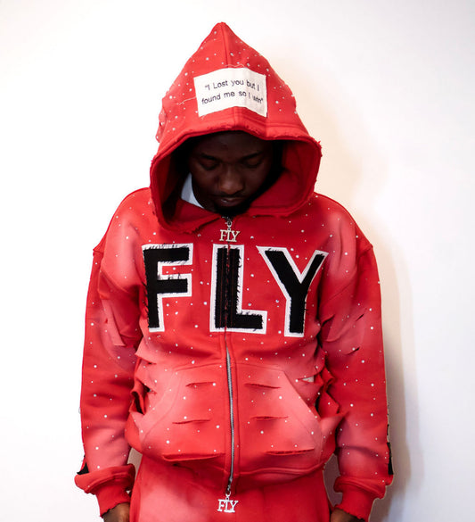 (FLY) Distressed Rhinestone Jacket