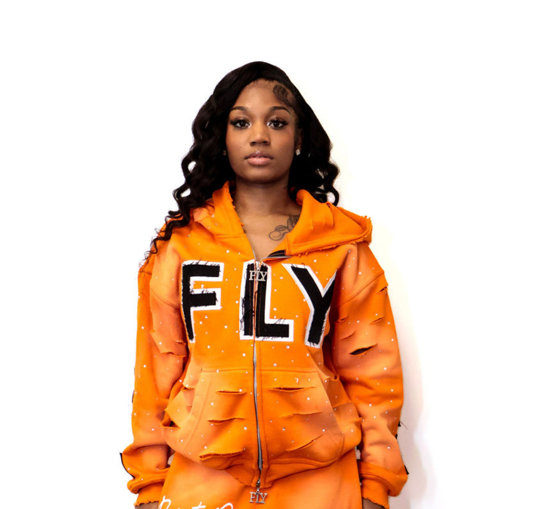 (FLY) Distressed Rhinestone Jacket