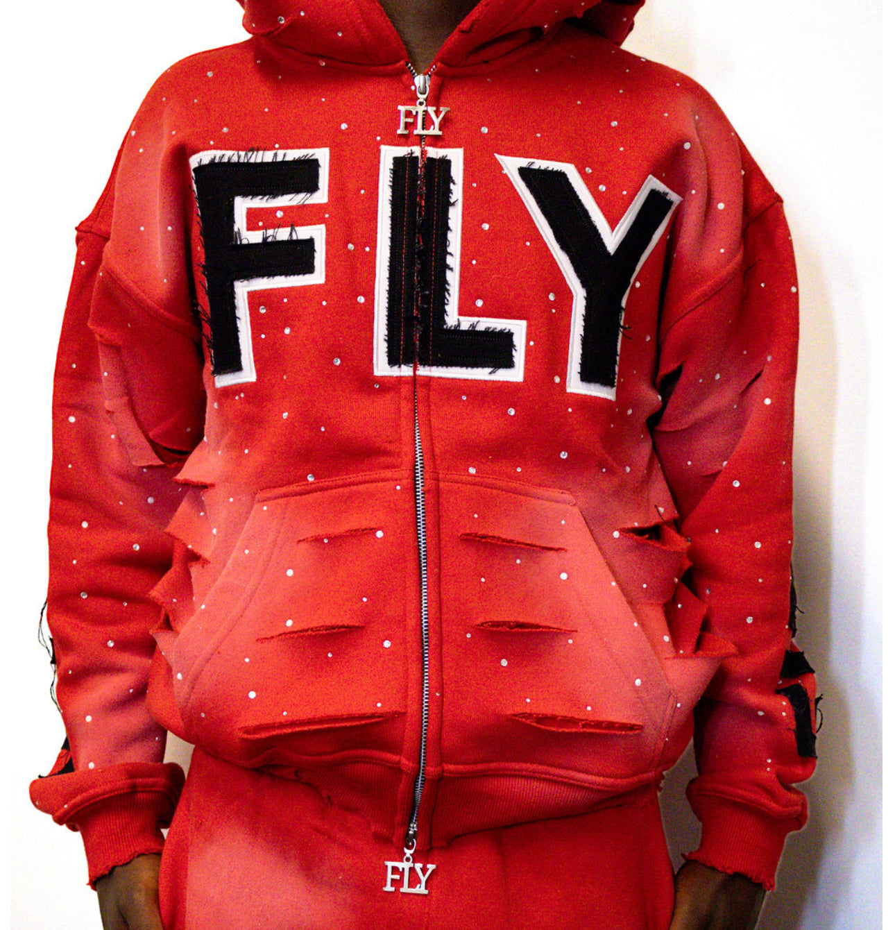 (FLY) Distressed Rhinestone Jacket