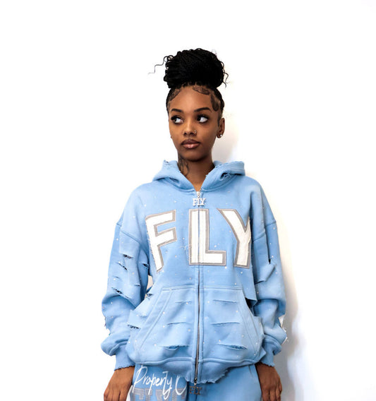(FLY) Distressed Rhinestone Jacket