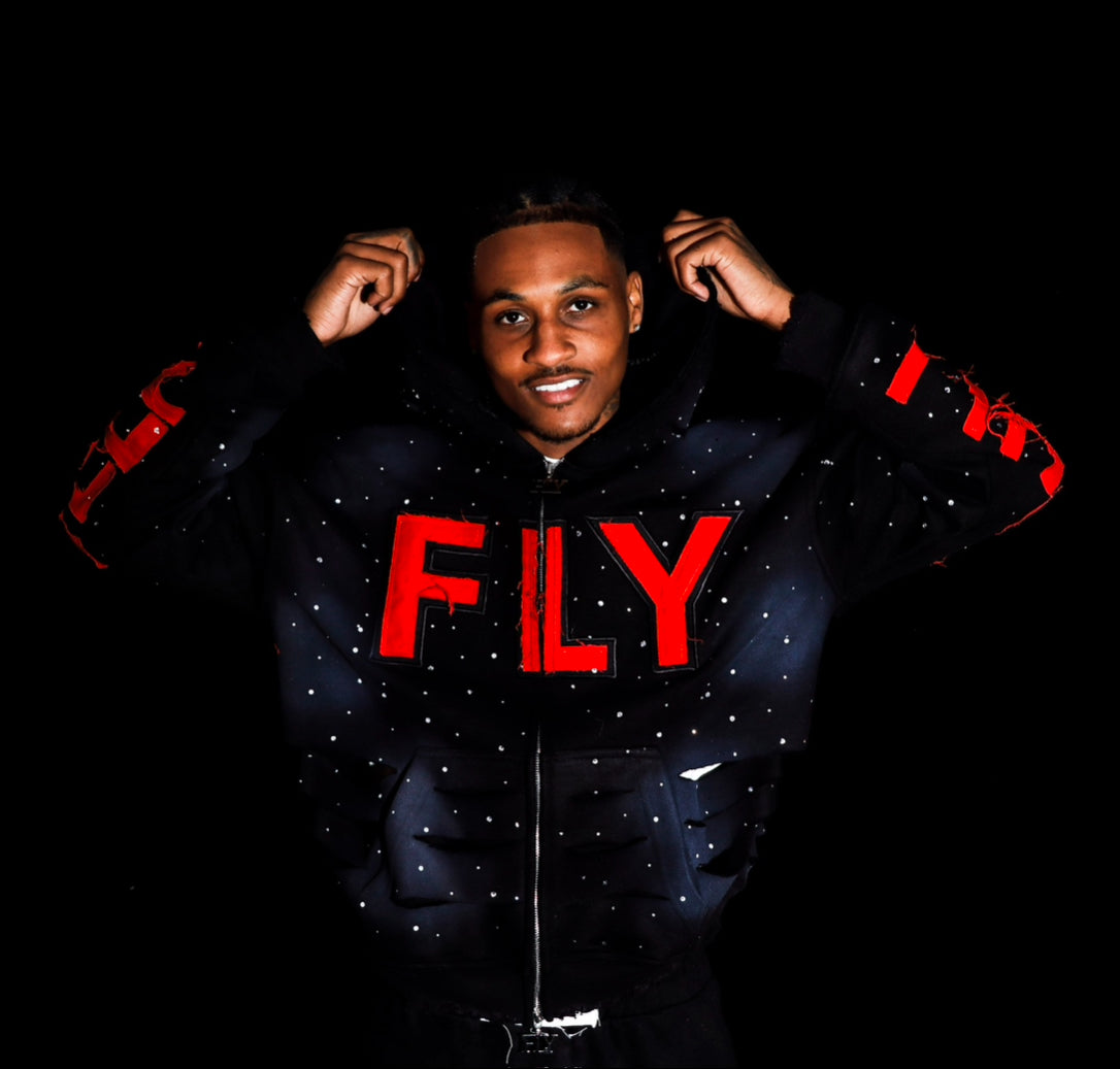 (FLY) Distressed Rhinestone Jacket