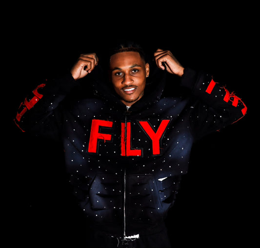 (FLY) Distressed Rhinestone Jacket